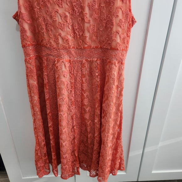 Sundance Emma Orange Coral Lace Sleeveless Dress size 10 - Picture 2 of 12